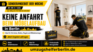 Sonderangebot von UmzugshelferBerlin.de: Keine Anfahrt beim Möbelaufbau in Berlin