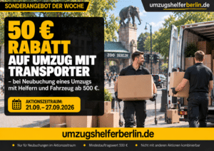 50 € Rabatt auf Umzug mit Transporter und Umzugshelfern in Berlin ab 500 € Auftragswert