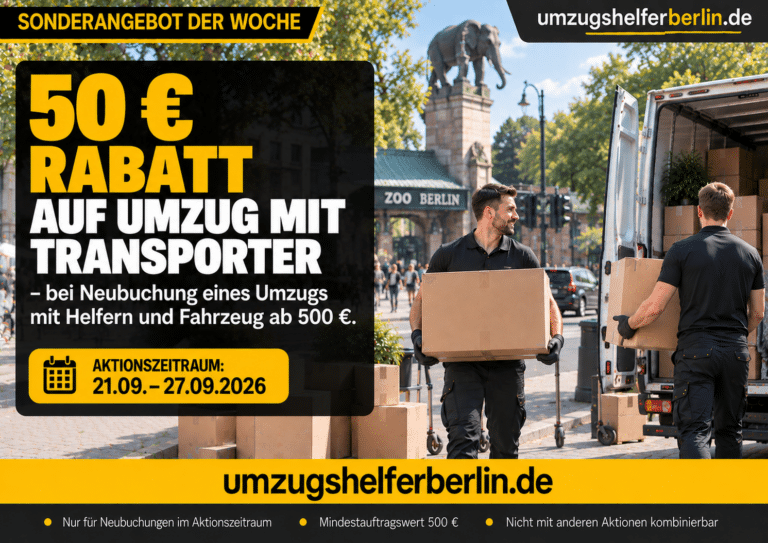 50 € Rabatt auf Umzug mit Transporter und Umzugshelfern in Berlin ab 500 € Auftragswert