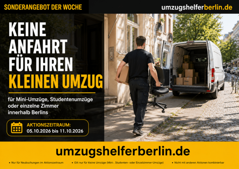 Umzugshelfer Berlin Sonderangebot: keine Anfahrtspauschale bei kleinen Umzügen